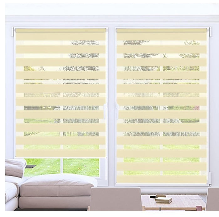 Zebra Roller Blind 95x230cm Day Night Dual Layer Privacy Beige Window Blind-317